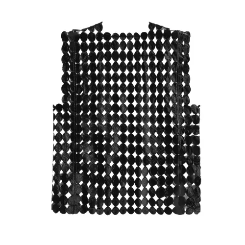 Gilet en filet à motif circulaire audacieux