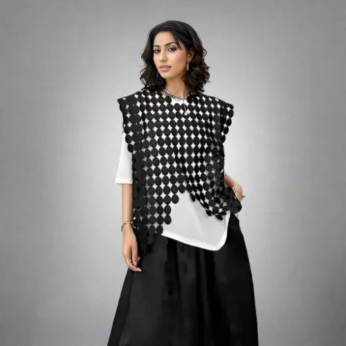 Gilet en filet à motif circulaire audacieux