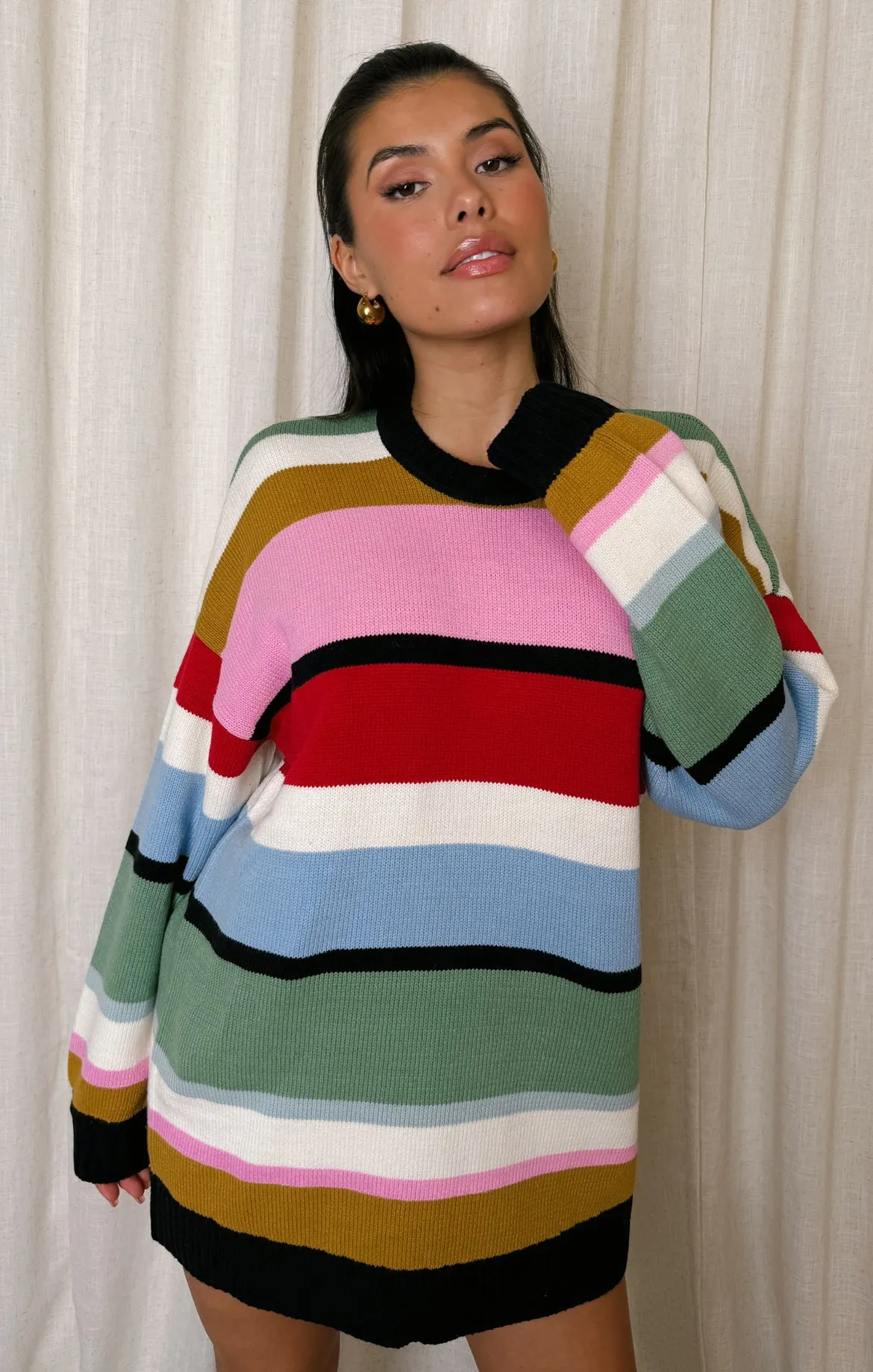 Pull tunique Ember ~ Tricot rayé multicolore