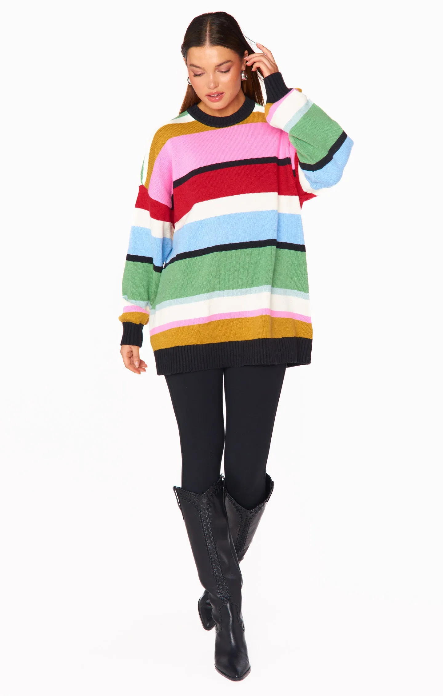 Pull tunique Ember ~ Tricot rayé multicolore