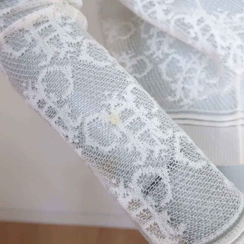 Pull Emilio Pucci à manches longues en dentelle abeille blanc taille extra petit