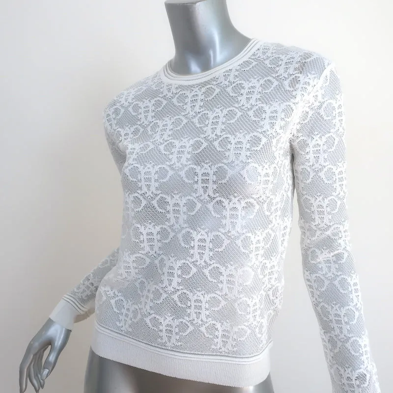 Pull Emilio Pucci à manches longues en dentelle abeille blanc taille extra petit