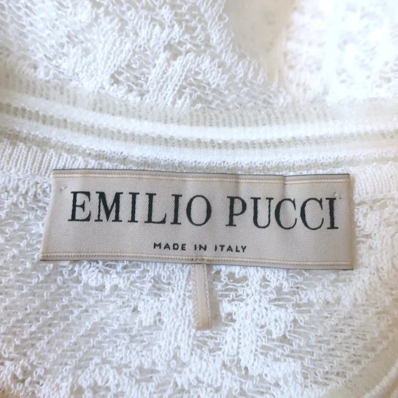 Pull Emilio Pucci à manches longues en dentelle abeille blanc taille extra petit