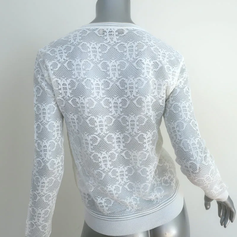 Pull Emilio Pucci à manches longues en dentelle abeille blanc taille extra petit