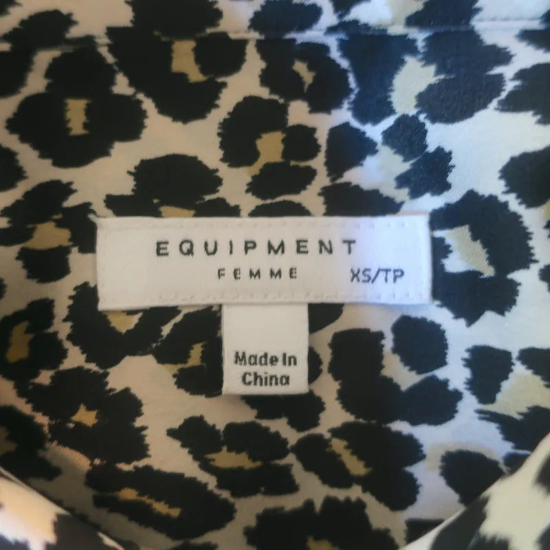 Chemise Equipment Reese en soie à motif léopard Taille Extra Small Manches longues Blouse