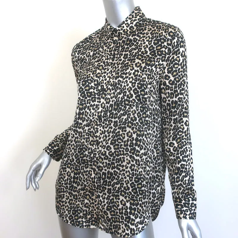 Chemise Equipment Reese en soie à motif léopard Taille Extra Small Manches longues Blouse