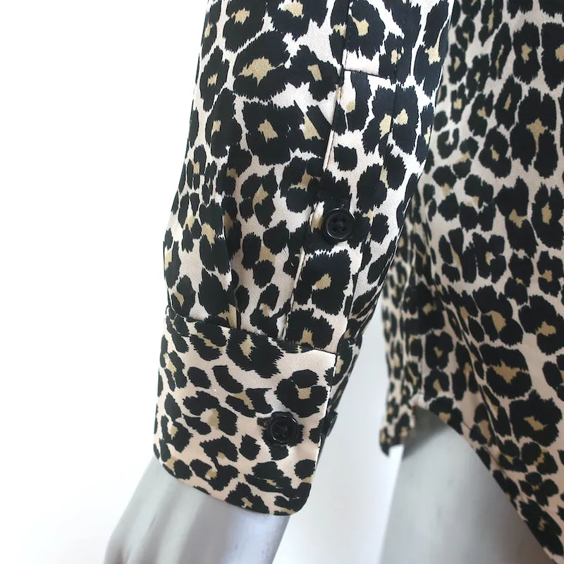Chemise Equipment Reese en soie à motif léopard Taille Extra Small Manches longues Blouse
