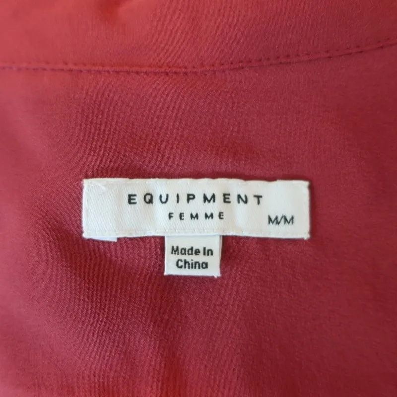 Chemise Equipment Keira Pinot Noir en Soie à Passepoil Taille Moyenne Manches Longues