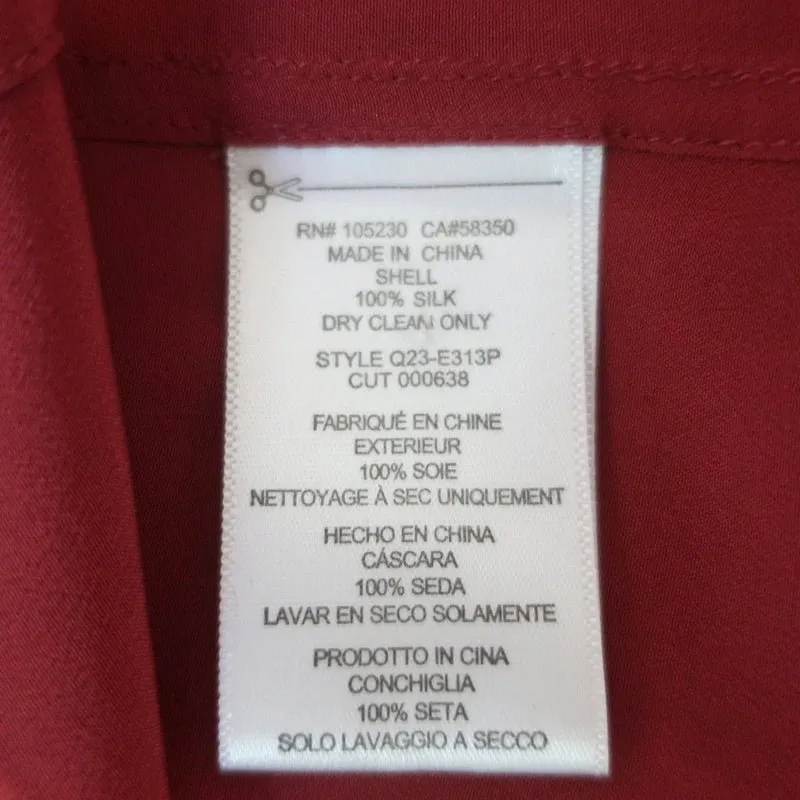 Chemise Equipment Keira Pinot Noir en Soie à Passepoil Taille Moyenne Manches Longues