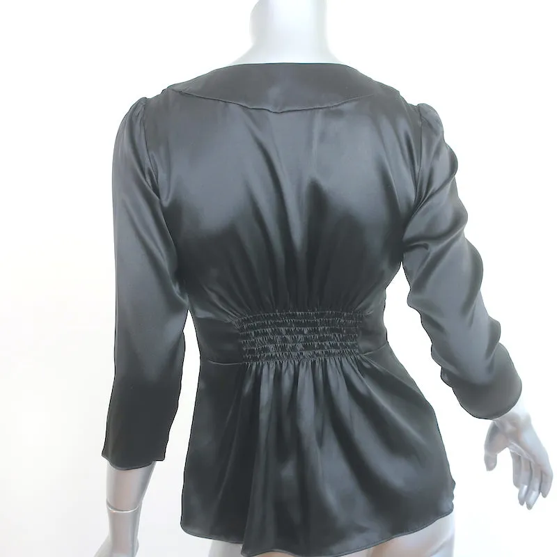 Chemise Etro Noir en Satin de Soie Élasticisé Taille 40