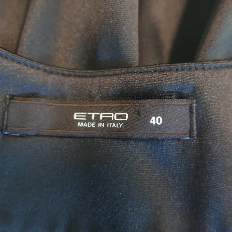 Chemise Etro Noir en Satin de Soie Élasticisé Taille 40