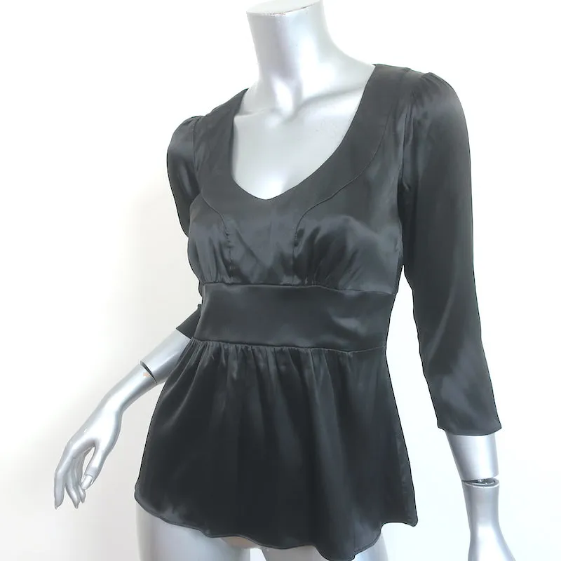 Chemise Etro Noir en Satin de Soie Élasticisé Taille 40
