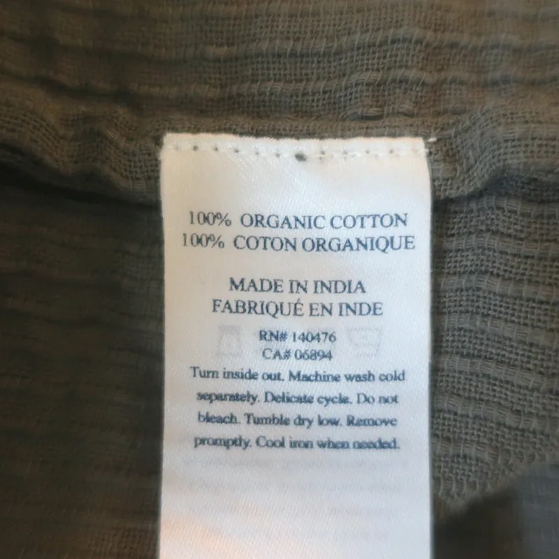 Faherty Willa Haut Gris Foncé En Coton Pincé Taille Petite Blouse à Manches Longues