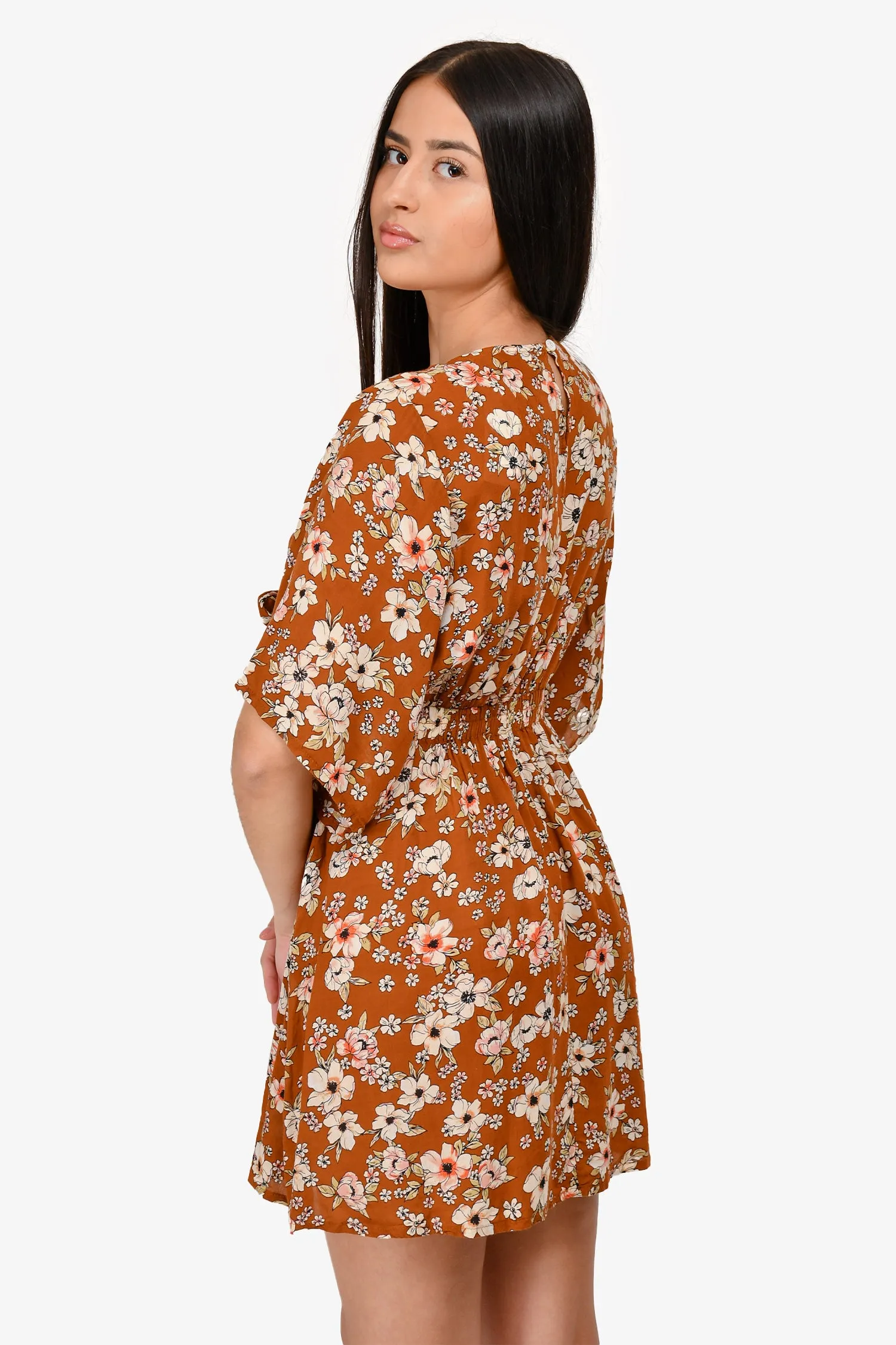 Faithfull The Brand Robe Miniature Fleurie Marron Taille 4