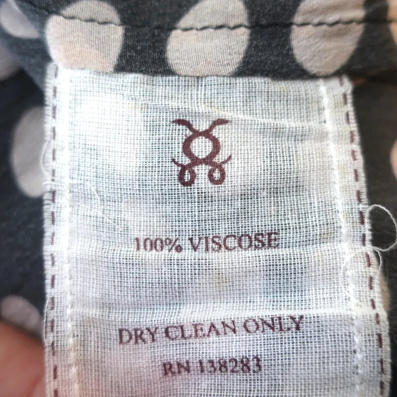 Figue Blouse à Volants Tessa Noir à Pois Crêpe Taille Petite Nouvelle avec Attache à Franges