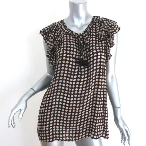 Figue Ruffle Top Tessa Black Polka Dot Crepe Size Small Tassel Tie Blouse NEW