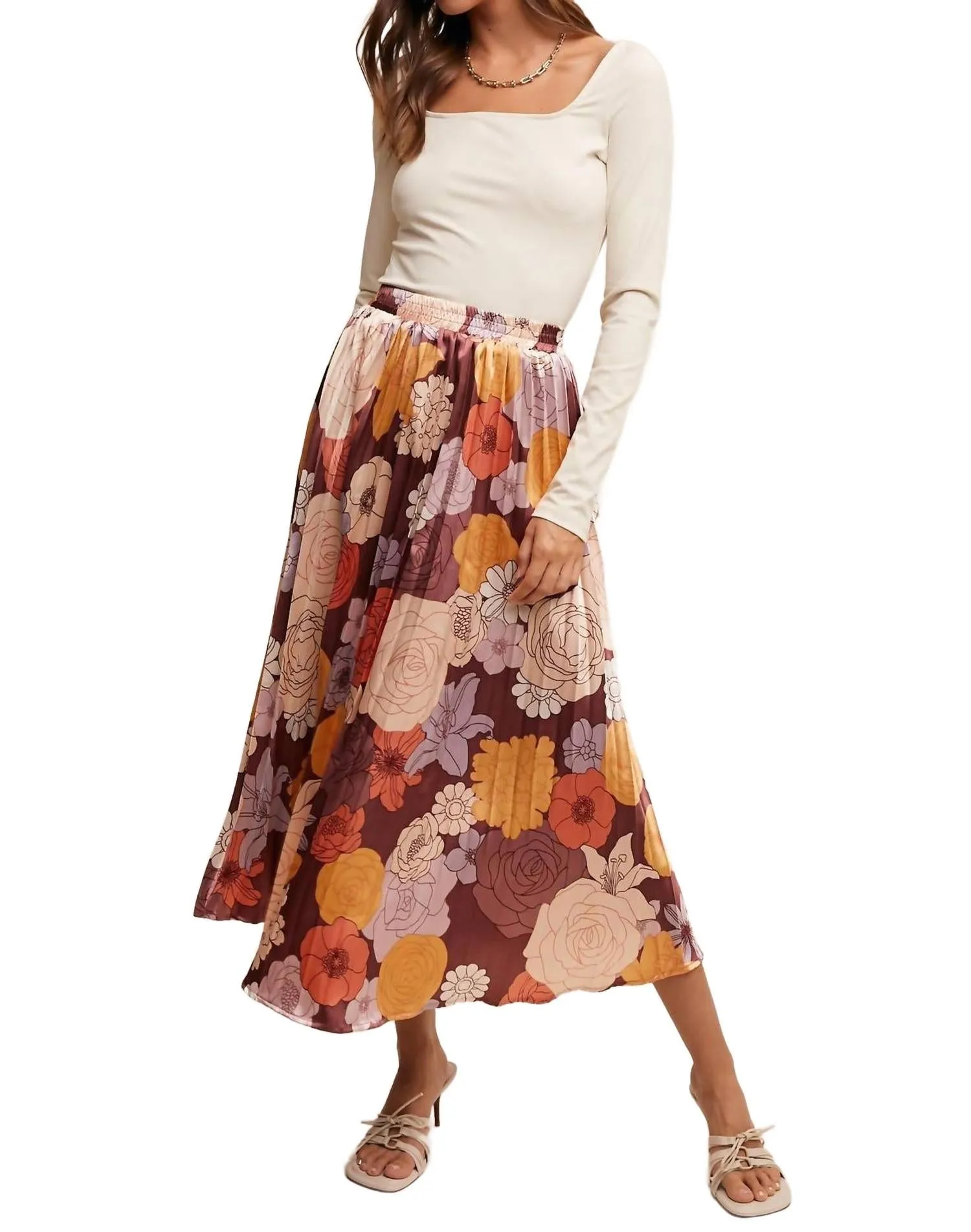 Jupe Plissée Rêve Florale Multicolore