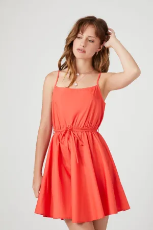 Forever 21 Women's Poplin Tie-Waist Cami Mini Dress Red Forever 21