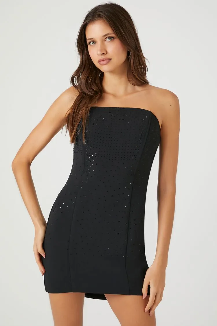 Forever 21 Robe tube mini femme à strass noir Forever 21
