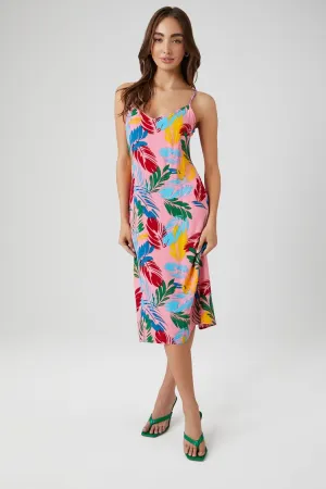 Forever 21 Women's Tropical Leaf Print Midi Dress Pink/Multi Forever 21