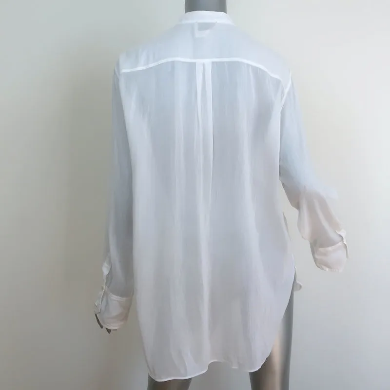 Forte Forte Chemise à Volants Blanc Coton-Soie Taille 1 Haut à Manches Longues