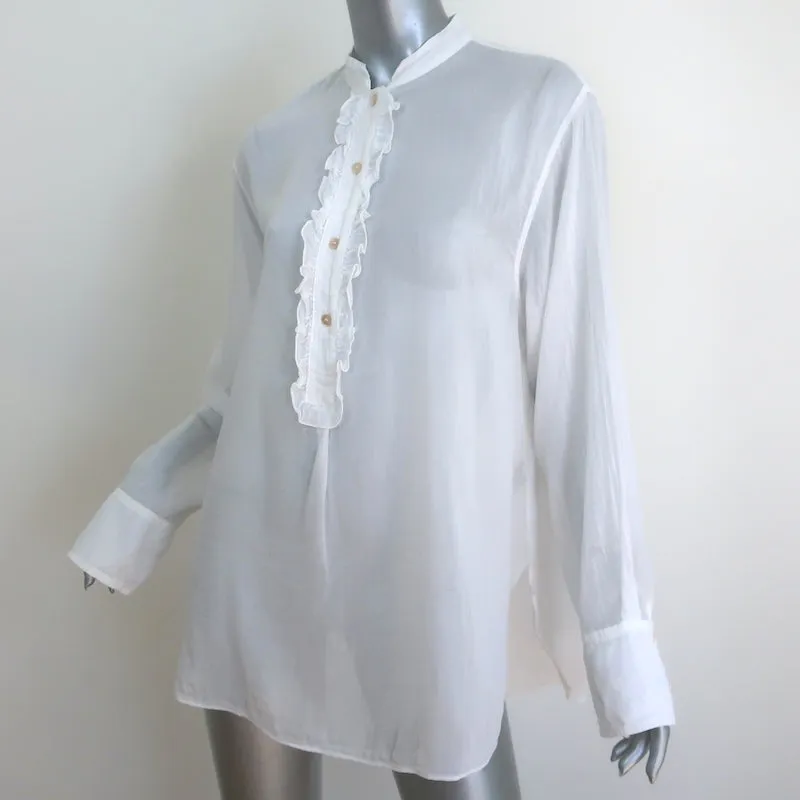 Forte Forte Chemise à Volants Blanc Coton-Soie Taille 1 Haut à Manches Longues