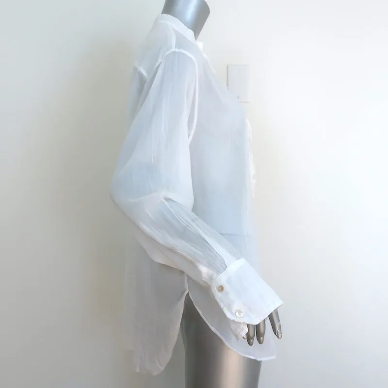Forte Forte Chemise à Volants Blanc Coton-Soie Taille 1 Haut à Manches Longues