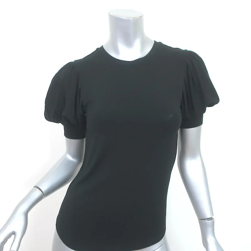 FRAME T-shirt à manches ballon noir en jersey extensible Taille Très Petite