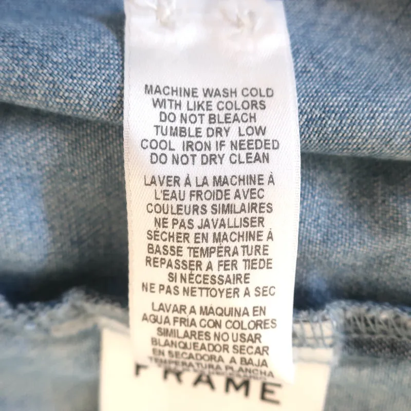 FRAME Chemise en denim à empiècement froncé bleu Kent en coton taille petite manches longues