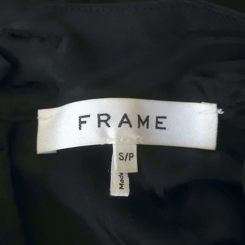 FRAME Blouse à encolure keyhole Noir Jacquard Rayé Soie Taille Petite Haut à Manches Longues
