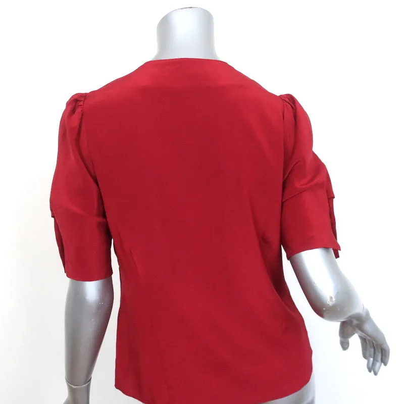 FRAME Blouse à manches ballon Olivia Rouge à lèvres Rouge Soie Taille Petit Boutonnée
