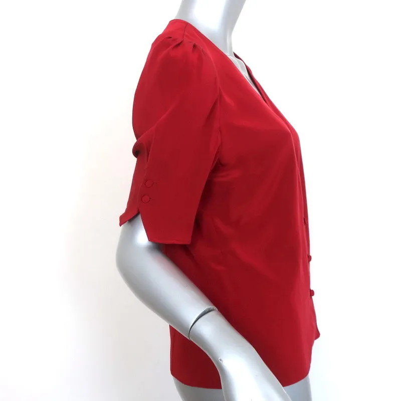 FRAME Blouse à manches ballon Olivia Rouge à lèvres Rouge Soie Taille Petit Boutonnée
