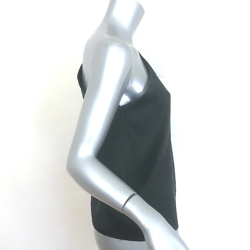 FRAME Haut asymétrique décontracté en satin de soie noir Taille S