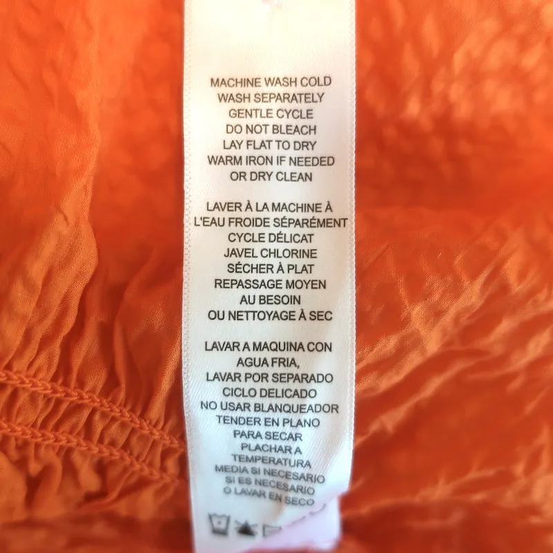 FRAME Blouse à encolure en V froncée en coton orange Taille Petite Haut sans manches NEUF