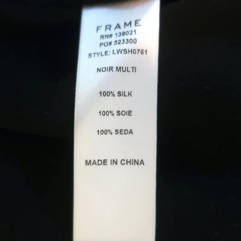 FRAME Blouse sans manches froncée en soie à pois noirs et blancs Taille S