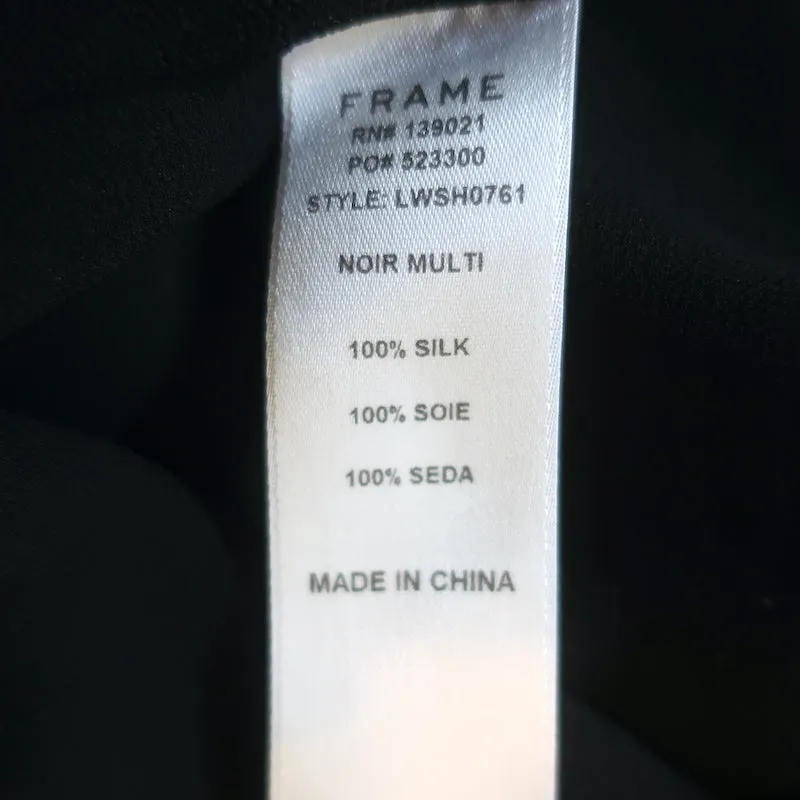 FRAME Blouse sans manches froncée en soie à pois noirs et blancs Taille S