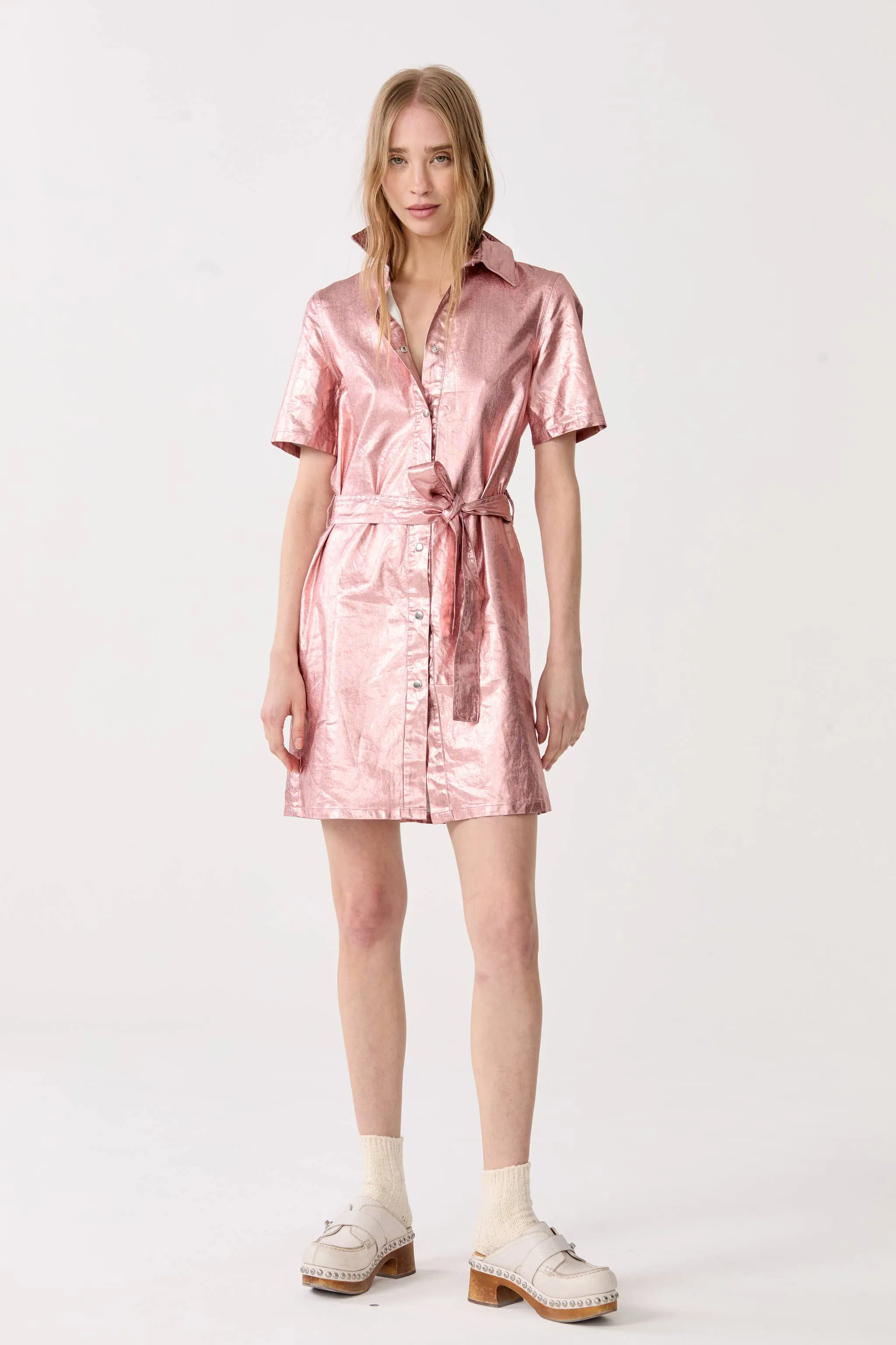 Robe en lin métallisé Franca