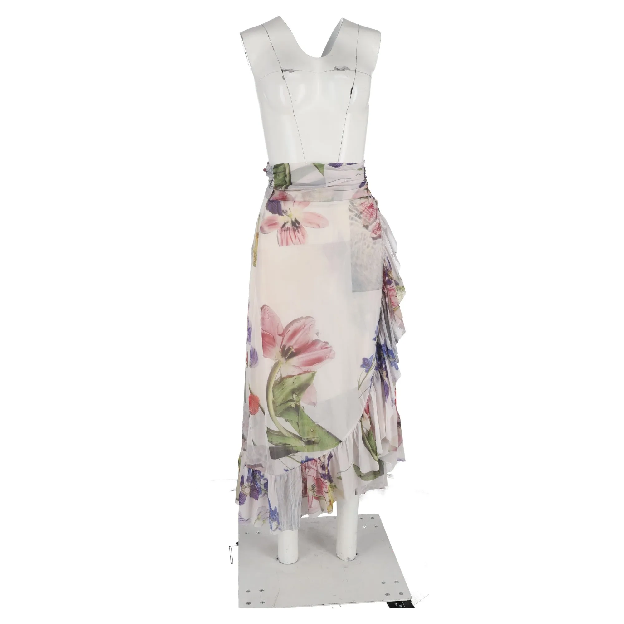 Ganni Jupe midi enveloppante imprimée fleurie en polyamide multicolore