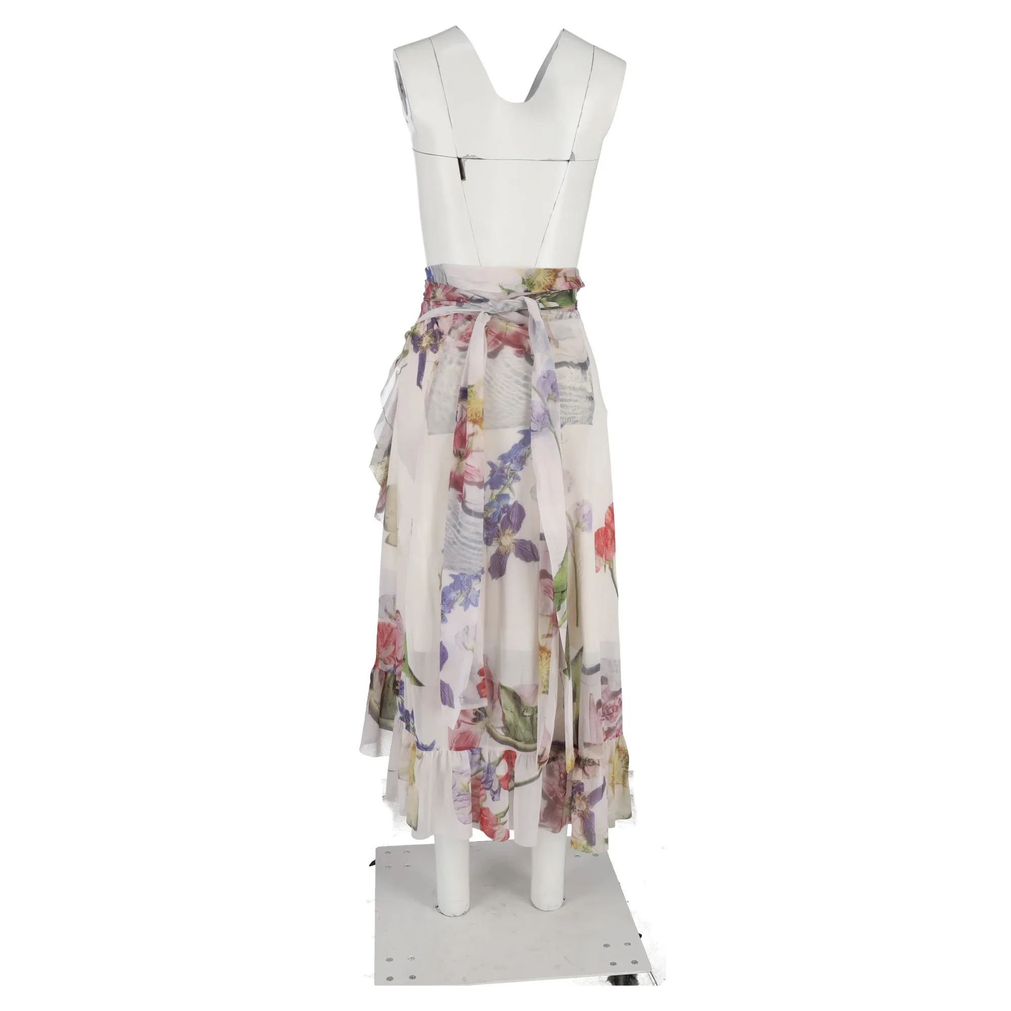 Ganni Jupe midi enveloppante imprimée fleurie en polyamide multicolore