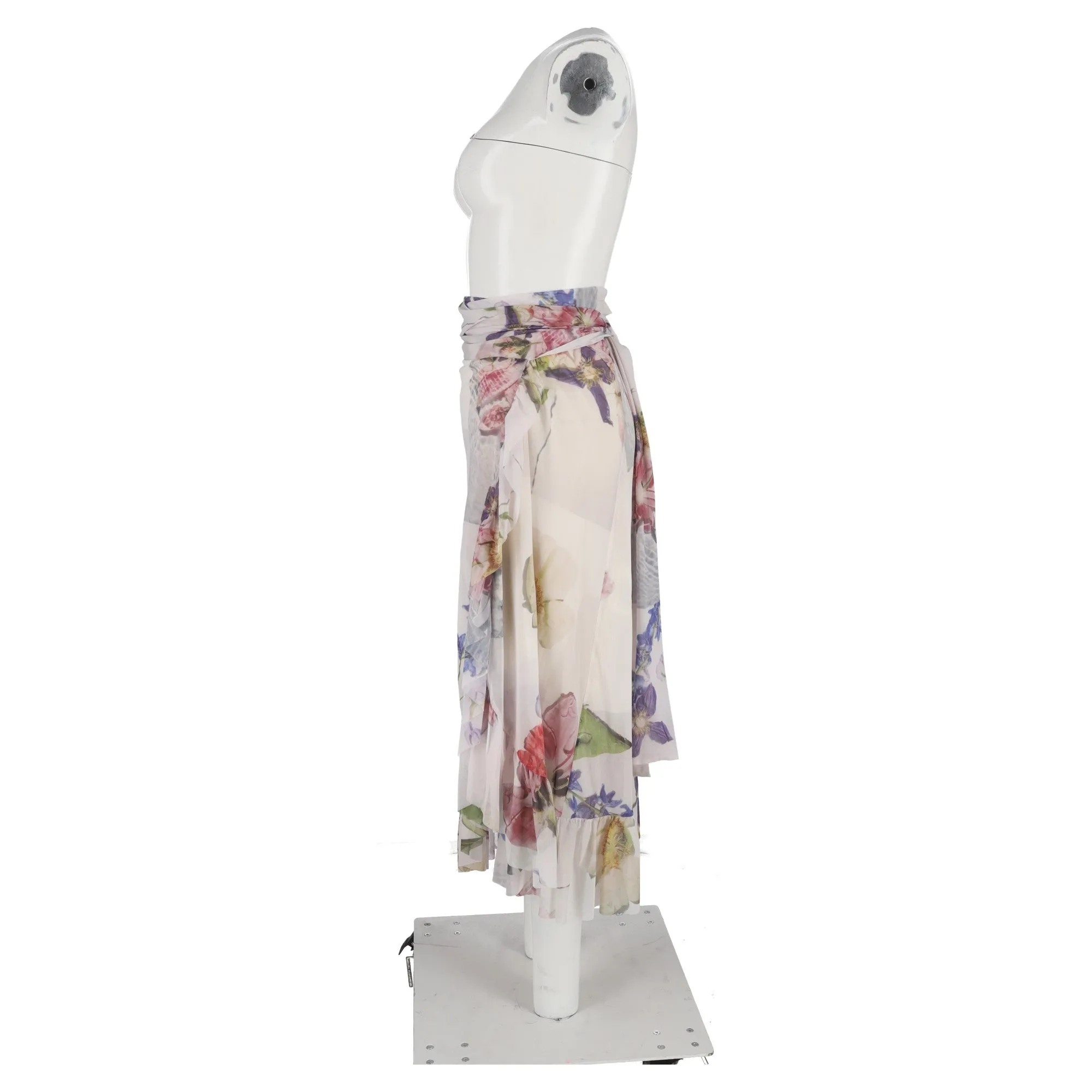 Ganni Jupe midi enveloppante imprimée fleurie en polyamide multicolore