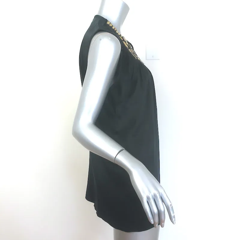Givenchy Blouse en satin noir avec bijoux Taille 40 Sans manches