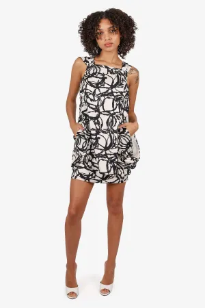 Gucci Black/White Silk Floral Print Sleeveless Mini Dress Size 36 (As Is)