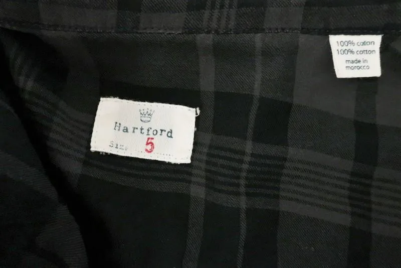 Chemise à carreaux Hartford boutonnée grise/noire en coton taille 5 manches longues haut