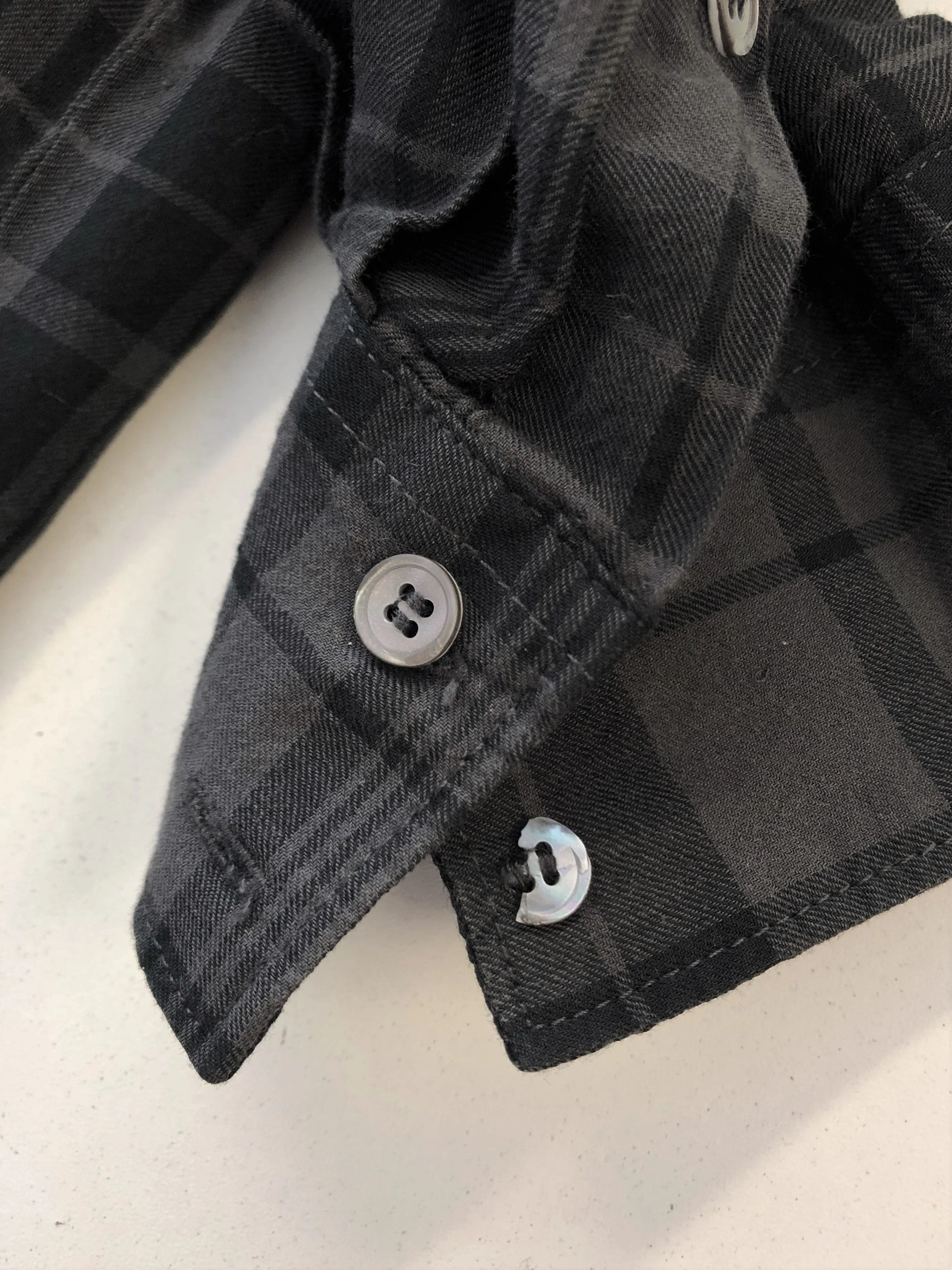 Chemise à carreaux Hartford boutonnée grise/noire en coton taille 5 manches longues haut