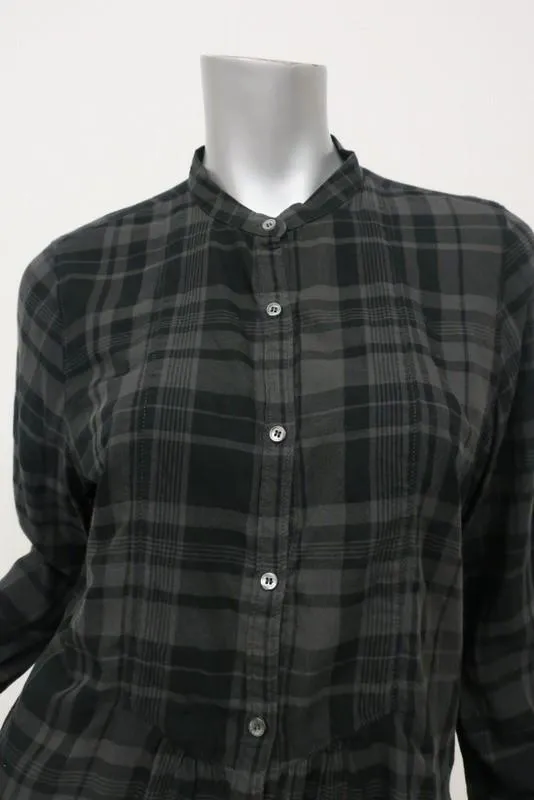 Chemise à carreaux Hartford boutonnée grise/noire en coton taille 5 manches longues haut
