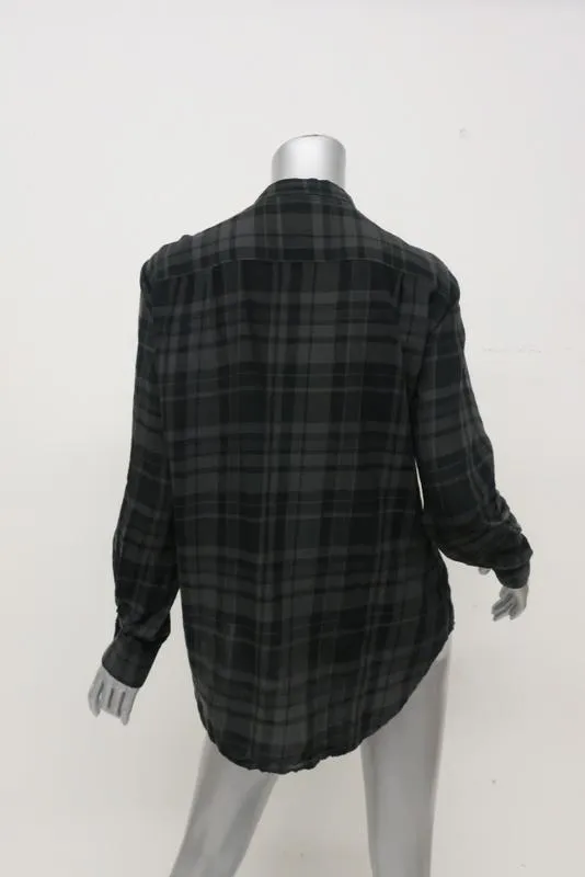 Chemise à carreaux Hartford boutonnée grise/noire en coton taille 5 manches longues haut