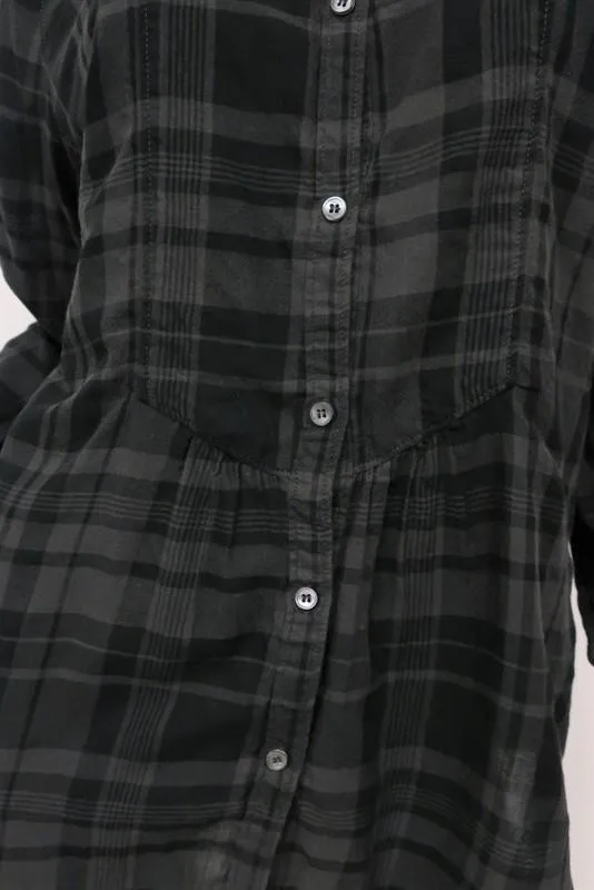 Chemise à carreaux Hartford boutonnée grise/noire en coton taille 5 manches longues haut