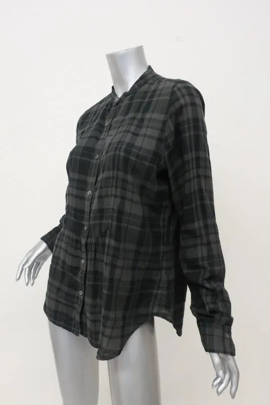 Chemise à carreaux Hartford boutonnée grise/noire en coton taille 5 manches longues haut