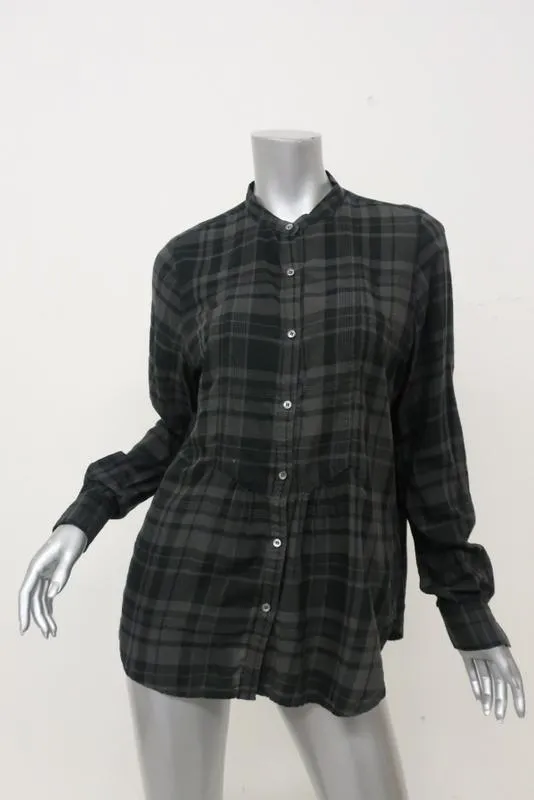 Chemise à carreaux Hartford boutonnée grise/noire en coton taille 5 manches longues haut