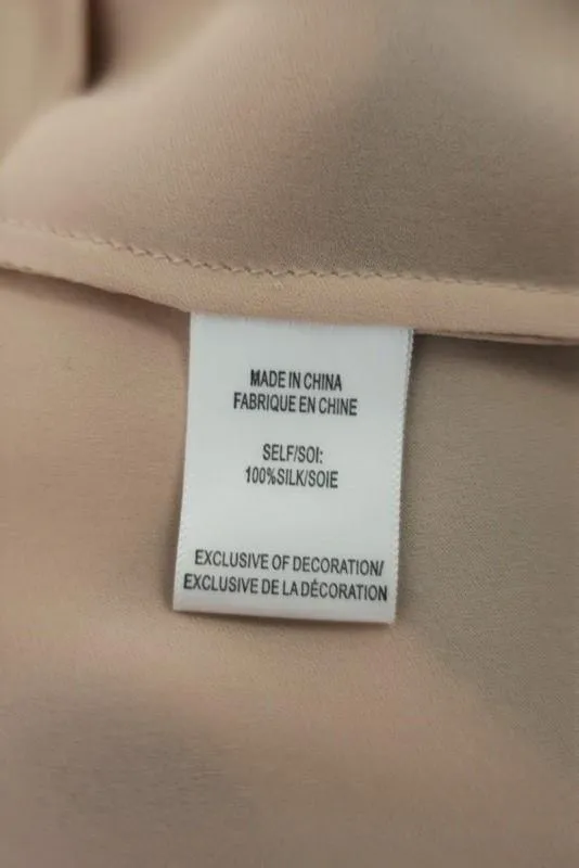 Haute Hippie Blouse Beige en Soie avec Garniture à Paillettes Taille Très Petit Dos en Col Claudine